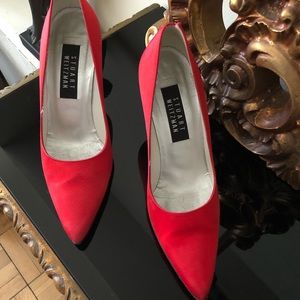Red Satin Stuart Weitzman heels